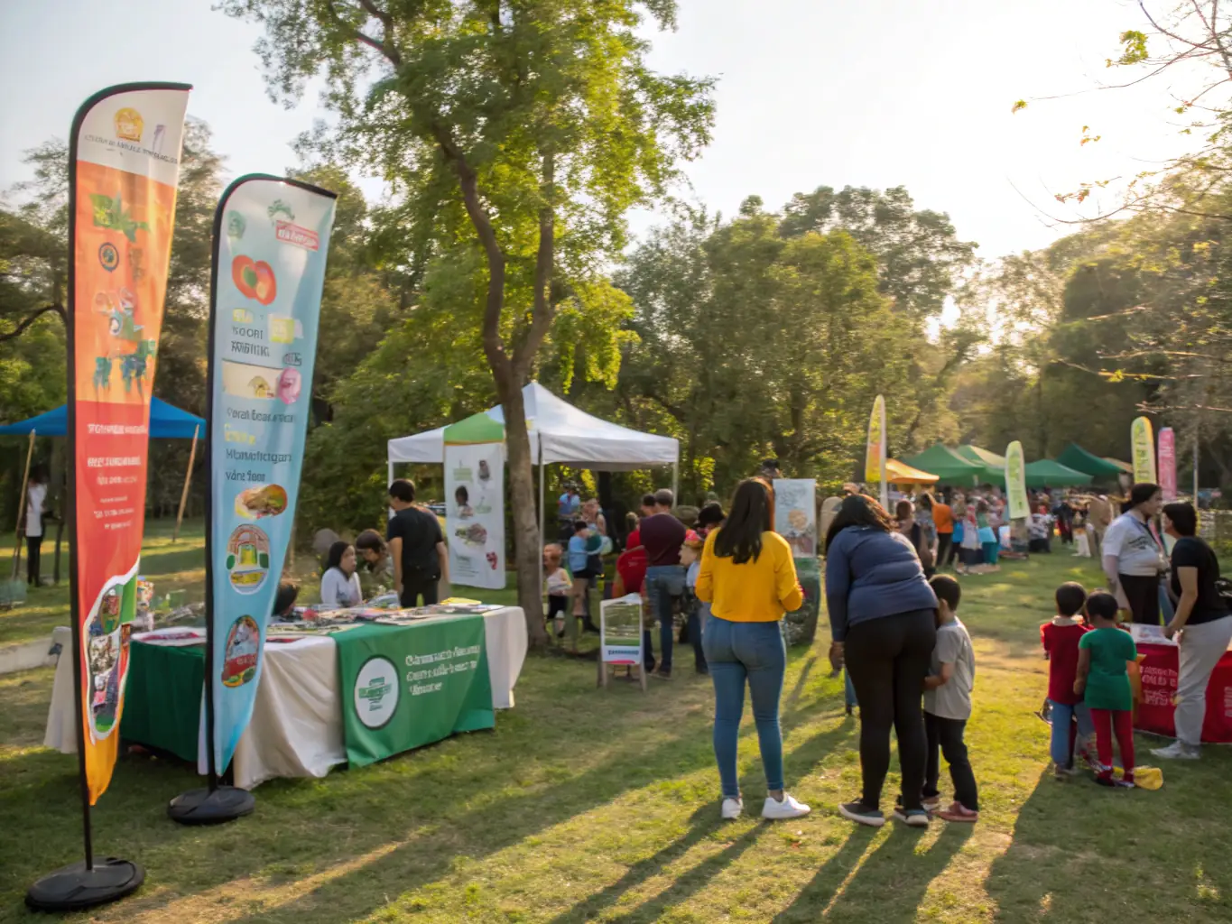 A photograph capturing a community outreach event organized by the association, featuring interactive displays, educational materials, and engagement activities for local residents. The image should convey a sense of community involvement, environmental awareness, and positive relationships.