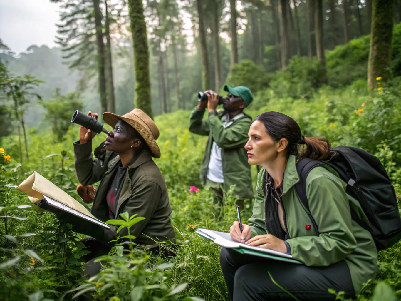 A photograph capturing the ASSOCIATION COMMUNALE DE CHASSE AGREEE DE DE SAINT-MARTIAL members conducting a wildlife survey, collecting data on local animal populations to inform conservation strategies.